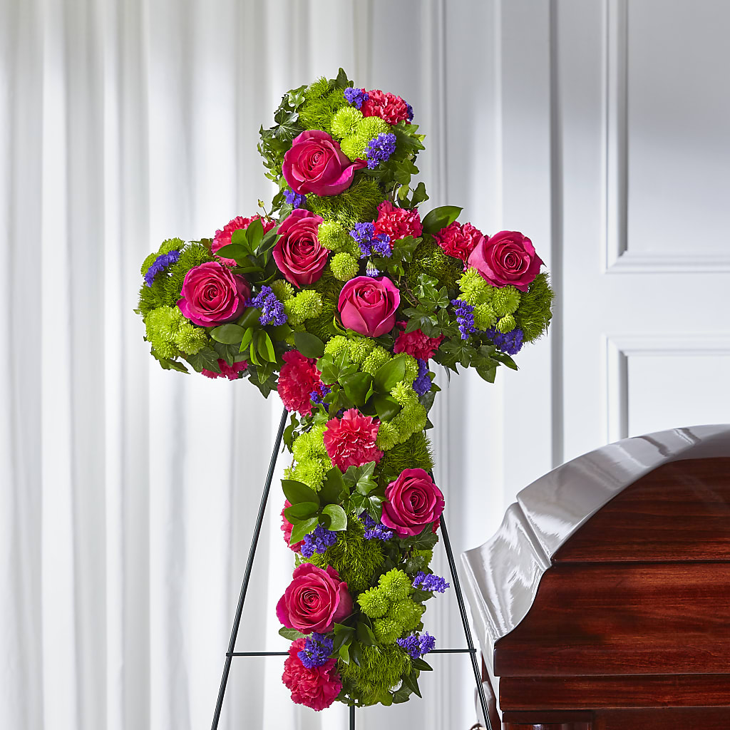 Tribute Rose Floral Cross – Barbur Floral Shop, Geneva NE