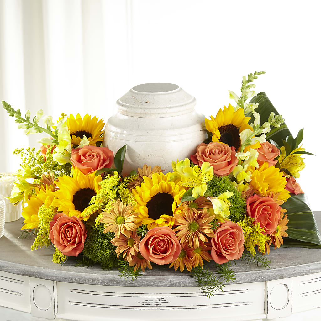 Faithful Sunflower Cremation Adornment – Barbur Floral Shop, Geneva NE