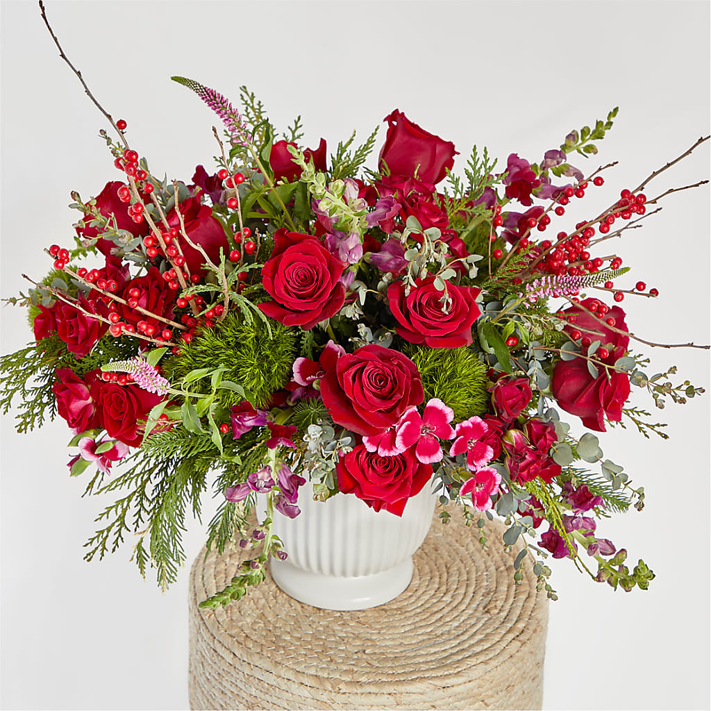 Big Red Bow Bouquet –  Barbur Floral Shop, Geneva NE