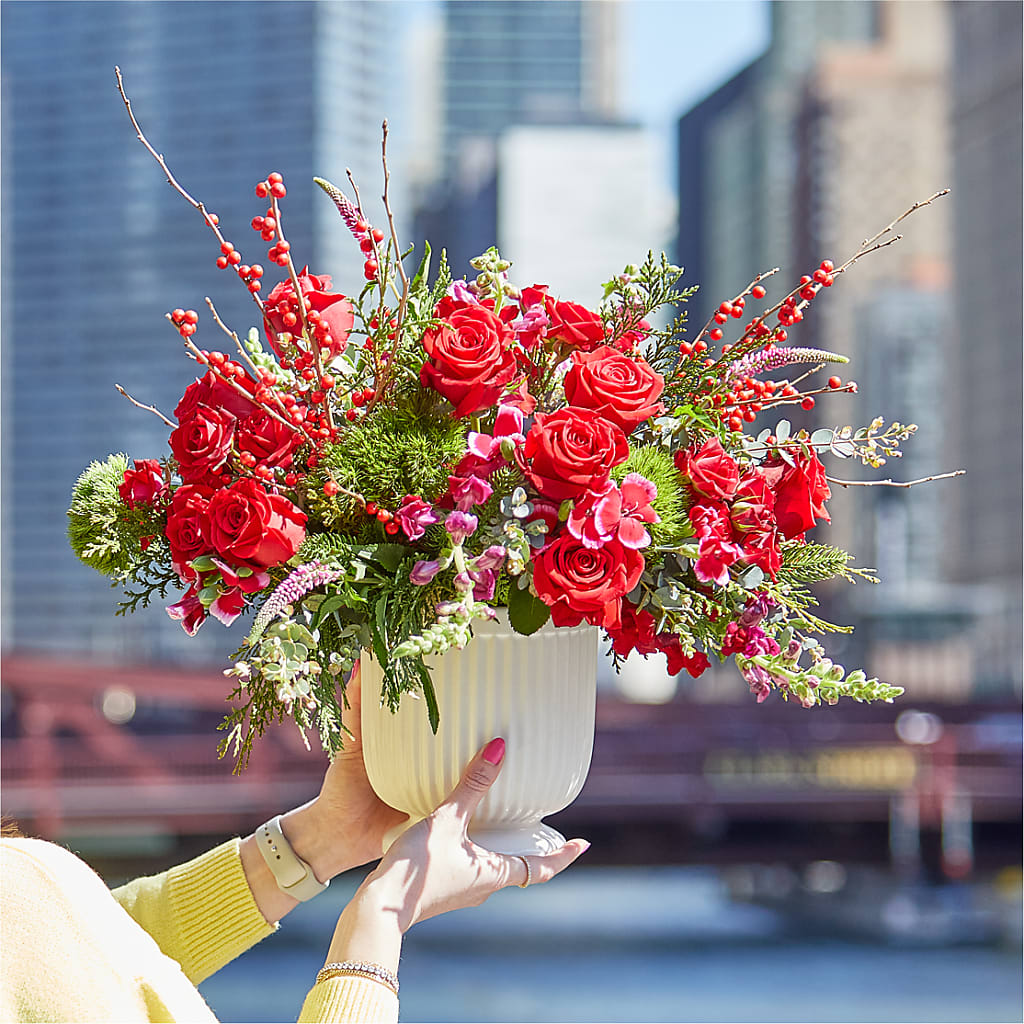 Big Red Bow Bouquet –  Barbur Floral Shop, Geneva NE