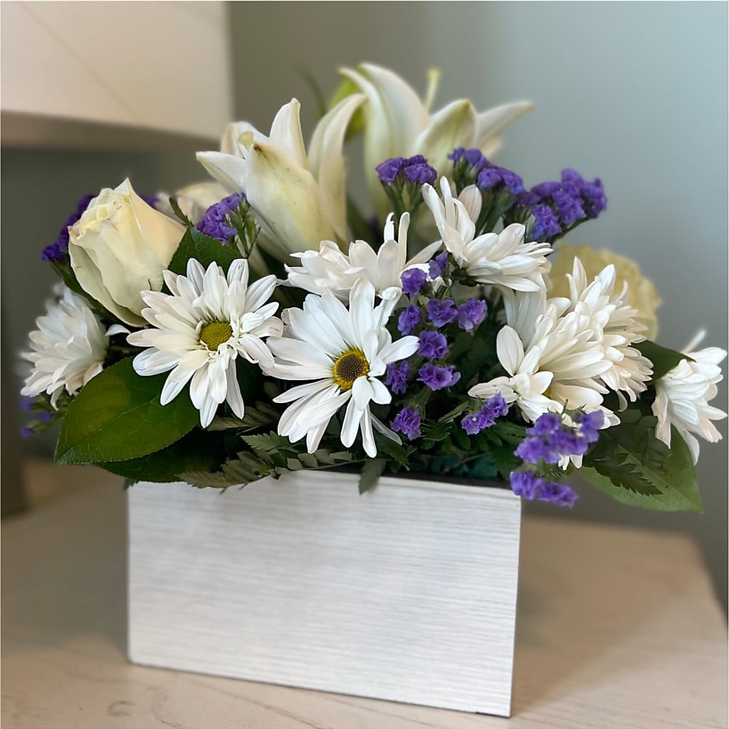 Beyond Blue Box Bouquet –  Barbur Floral Shop, Geneva NE