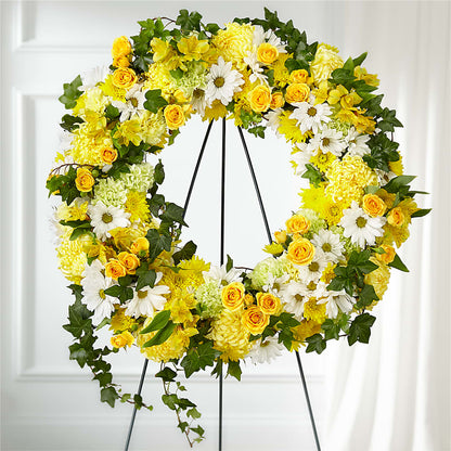 Golden Remembrance Wreath –  Barbur Floral Shop, Geneva NE