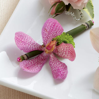 Pink Mokara Boutonniere –  Barbur Floral Shop, Geneva NE