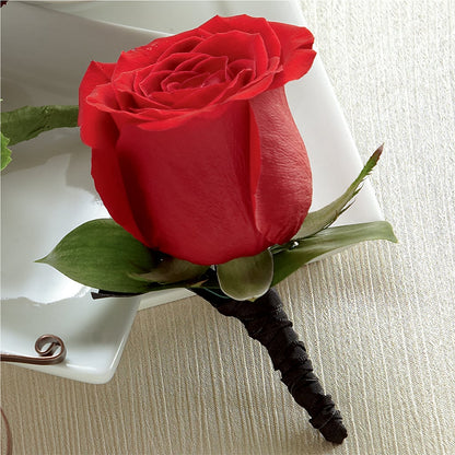 Red Rose Boutonniere –  Barbur Floral Shop, Geneva NE
