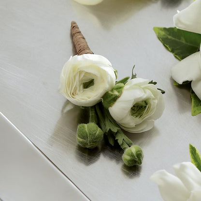 White Ranunculus Boutonniere –  Barbur Floral Shop, Geneva NE